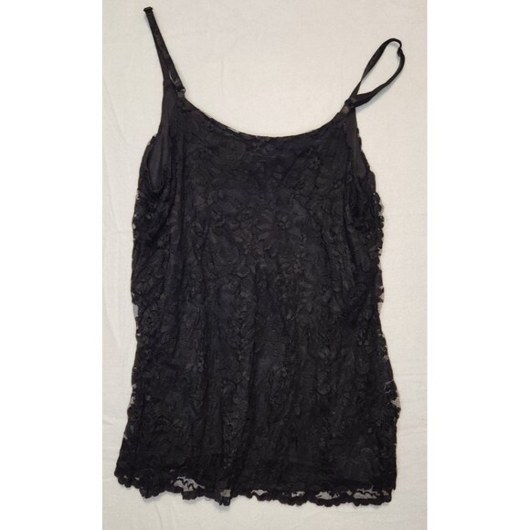 Black Sheer Lace Layered Tank Top Bobeau Size Large Dark Academia Gothic Y2k - Picture 3 of 9